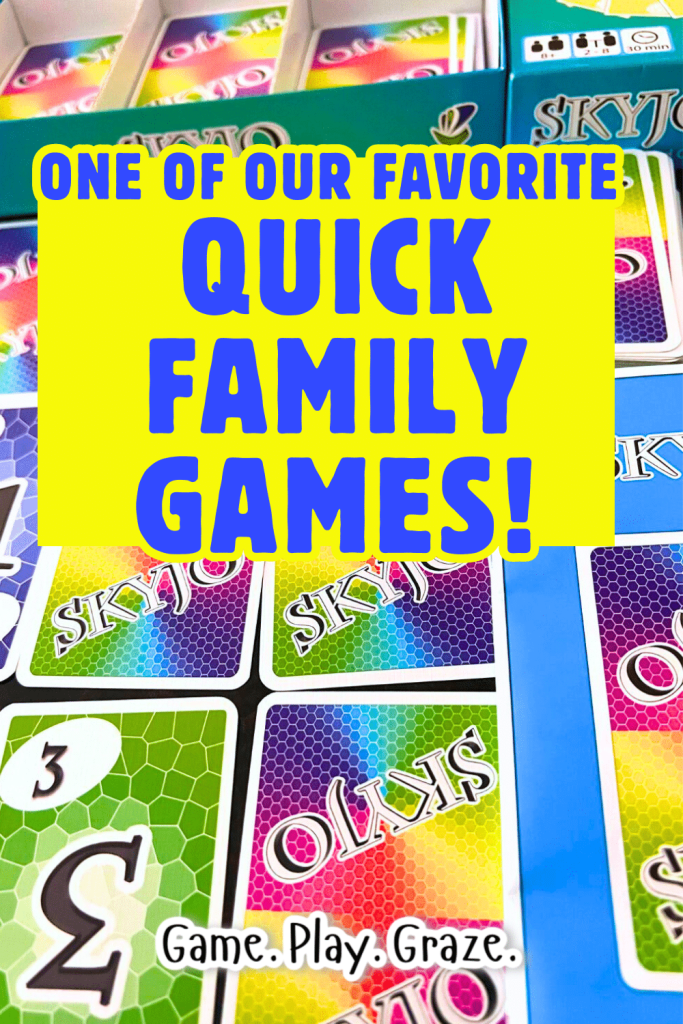 SKYJO Card Game For Family Game Night (FAST AND EASY GAMES) SKYJO Card Game For Family Game Night (FAST AND EASY GAMES) - text over image of SKYJO card game spread on a gaming tabletop