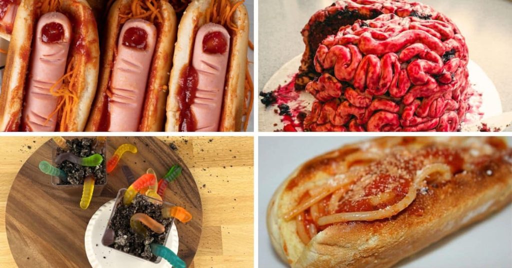 Easy Zombie Food Party Ideas Zombie Themed Party Food - different Zombie Snacks Food Party Ideas and Zombie Treats for Zombie Game Night Party Snacks, Zombie Birthday Party or Creepy Horror Snacks For Parties