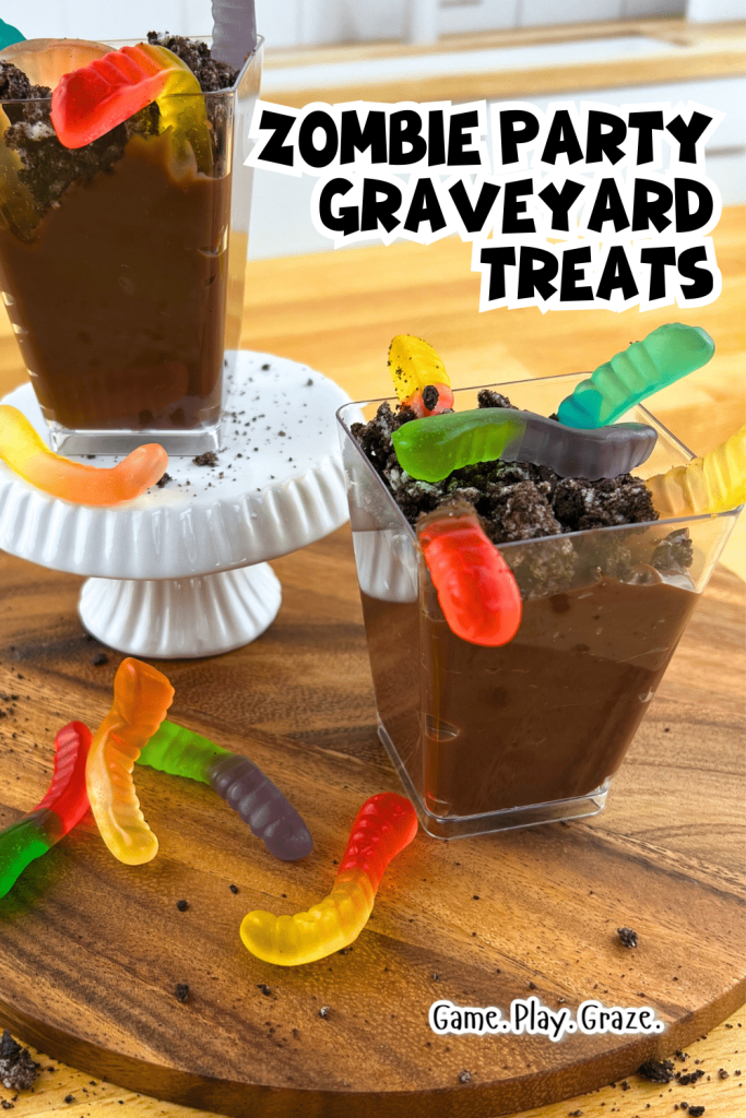 Easy Easy Zombie Party Treats Easy Zombie Party Treats - pudding dirt cups For Walking Dead Birthday Party or Zombie Themed Party For Game Night Party Themes. Zombie nights easy snacks!